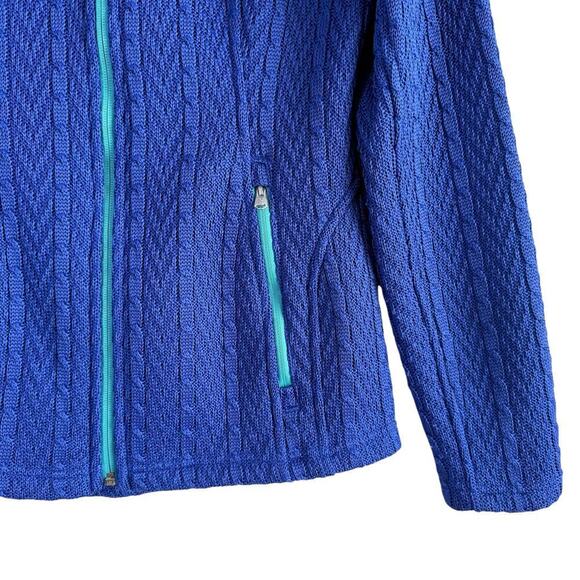 Spyder Major Cable Stryke Sweater Jacket Full Zip Fleece Lined in Cobalt Blue, M - Picture 9 of 15